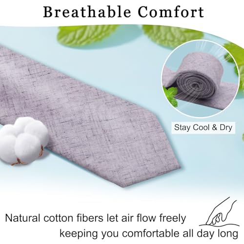 Image of Cotton Ties for Men Solid Color Skinny Tie Mens Necktie for Wedding Graduation Formal Dinner