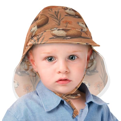 Cartoon Beaver Terracotta Kids Sunhat Baby Boys' Summer Hats Baby Girls UPF 50+ Protection Wide Brim Traveling Camping Hat2