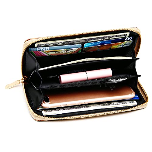 Image of KUKOO Glitter Wallet for Women Shiny Long Phone Clutch Purse Ladies Card Holder