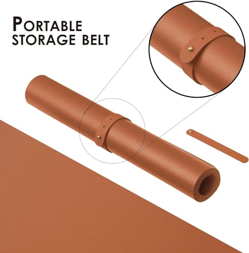Image of AROPANA Anti-Slip Extended Mouse Pad 60x35cm | PU Vegan Leather Desk Mat | Large Computer Desk Protector Pad with Suede Base for Keyboard, Laptop, Office & Home (Brown)