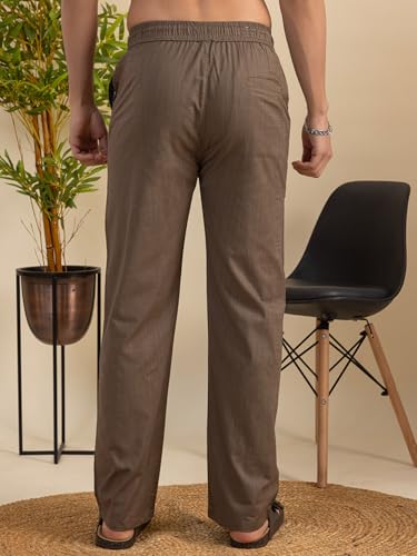 Image of Men's Premium Linen Pants | Lightweight Breathable Fabric | Elastic Waist with Drawstring | Straight Fit | Side Pockets | Perfect for Casual, Holidays & Travel
