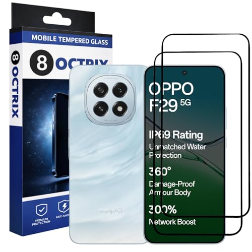 Image of Military-Grade Tempered Glass Screen Protector Compatible for OPPO F29 with Edge to Edge Coverage - Case Friendly, Anti-Scratch & Bubble-Free Installation Kit (Pack Of 2)