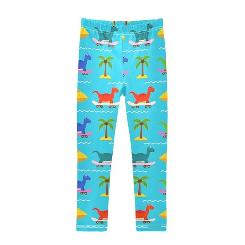 ALAZA Girls' Leggings Children's Yoga Pants Skinny Printed Dance Dinosaur Skateboard Comfortable 4T