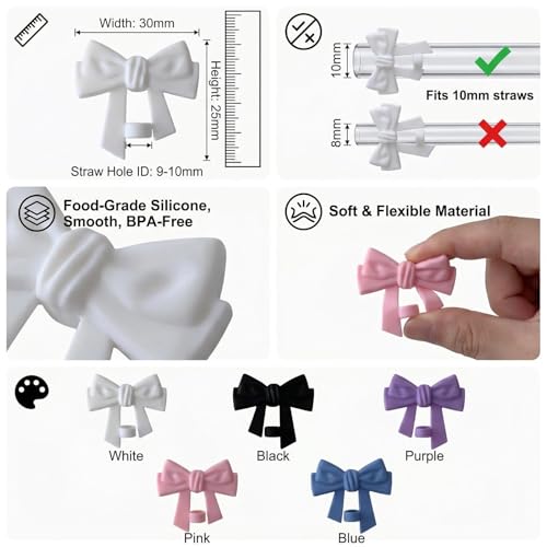 Image of BTYHAOS Straw Covers, Dust Proof Straw Toppers Fit Stanley 30 40oz Tumbler | Reusable Food-Grade Silicone Straw Covers Cap for Most 10mm Reusable Straw