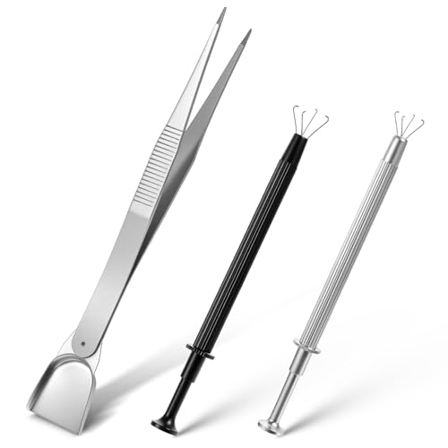 3 Pcs Jewelry Tweezers Lock Picking Kit Piercing Ball Grabber Tool Gem Stone Jewelry Locking Stainless Steel Diamond Claw Holder Beads Ball Grabber Industrial Electronic Tweezers Tool Set