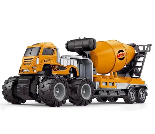 Image of Friction Powered Cement Mixture Transport Truck Toys for Kids, Boys, Girls, 1:43 Die Cast Metal Model Concrate Mixture Construction Miniature Toy, Pull Back Vehicle (Multicolor)