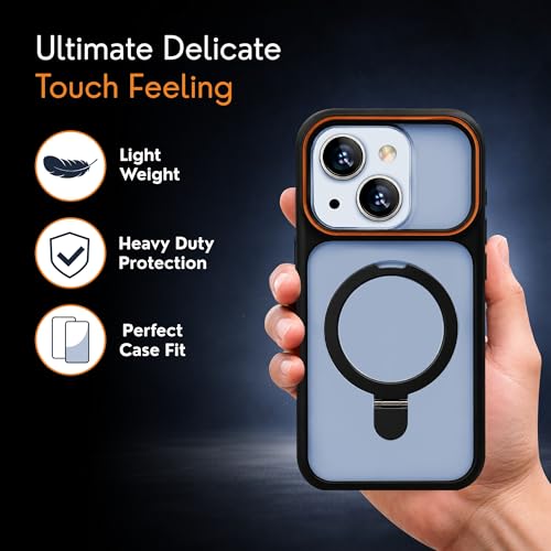 Image of AIBEX Protective OStand Case Compatible for Apple iPhone 15 MagSafe Compatible | Slim Shockproof Back Cover with Camera Lens Protection, Strong Magnetic Support & Anti-Slip Grip | Military Grade