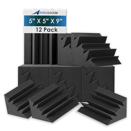 Arrowzoom 12-Pack Acoustic Bass Traps 4.7x4.7x9.4 in Black AZ1133 miniatura 1