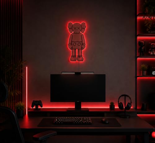 Image of AD INFINITUM LED Wall Lamp, Comic Lover, Bat Cave, Night Lamp, for Gift, Kids Room, Gaming Setup, Gaming Room, Man Cave (KAWS Mirror Backlit)