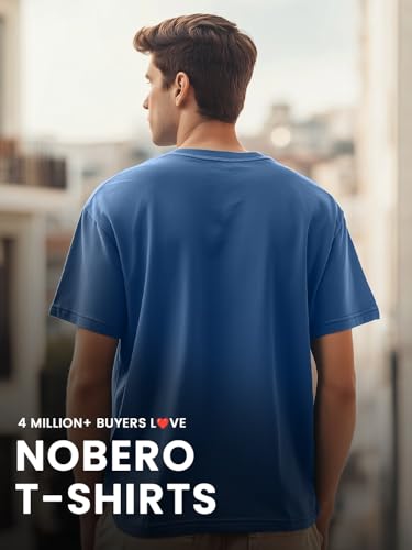 Image of Nobero 100% Cotton T Shirts for Men Stylish | Regular Fit | Graphic Printed T Shirts for Men 180 GSM Combed Cotton | Round Neck Half Sleeve