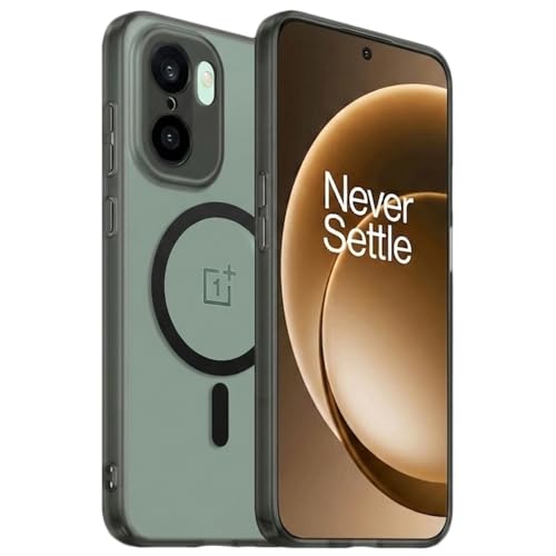Image of DIZORO Matte Case for Oneplus 15R Compatible with MagSafe, Camera Lens Full Protection, Shockproof Translucent Frosted TPU Soft Phone Cover, Anti-Fingerprint (Black)