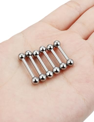 F136 Titanium 16/14/12/8/6/4/2G Internally Threaded Nipple Tongue Ring Industrial Bridge Prince Albert Piercing Jewelry Earrings 14/16/19/30/35/38/40mm Bars Barbells for Women Men3