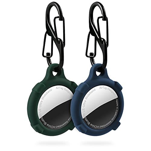 AirTags Holer Case Keychain Silicone Anti-Scratch Waterproof Key Phone Finder for Pet Dog Collar Apple AirTags Tracker 2 Pack