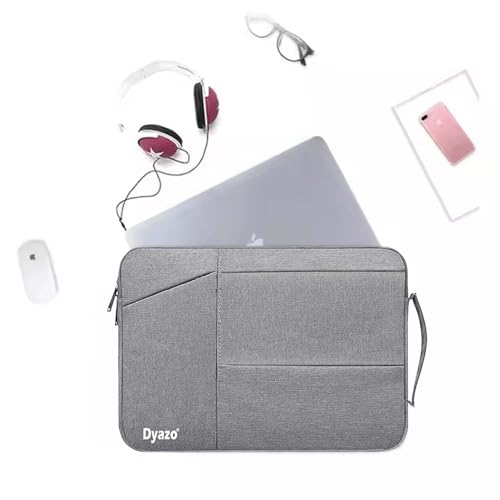 Image of Dyazo 15-15.6 Inch Laptop Sleeve with Charger Pouch | Three Pocket Water Resistant Sleeve Case | Compatible for MacBook, HP, Dell, Acer, Asus, Microsoft, Samsung and Other Notebooks (Grey)