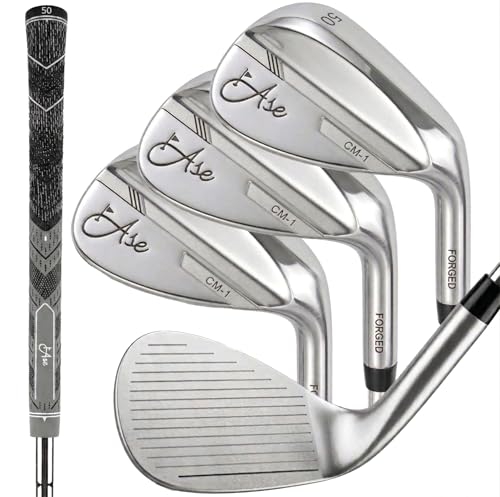Ase Golf Premium CM-1 Golf Wedge Set or Individual Golf Wedges - Full Face Grooves + Milled Face Wedges, Singles or Set for Men Lob, Gap, Sand Wedged 50/52/54/56/58/60 Degree Clubs