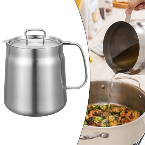 Contenedor de grasa de acero inoxidable 304 de 68 oz con filtro de malla para aceite de cocina 8