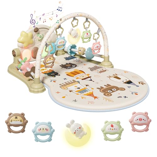 YOULEBITOYS Baby Play Gym Mat with Piano & Detachable Toys