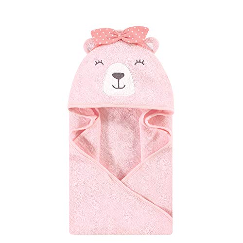 Image of Hudson Baby Unisex Baby Cotton Animal Face Hooded Towel, Bear Girl, One Size
