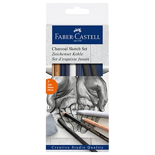 Faber-Castell 114002, Juego de Dibujo Goldfaber Carbón, 7 Piezas, Multicolor