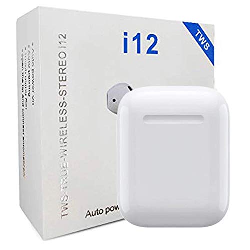 P4M i12 TWS Bluetooth 5.0 Wireless Earbuds | Wireless Bluetooth Headphones with Deep Bass HiFi Stereo Sound | Built-in Mic Earphones with Portable Charging Case for iOS and Android