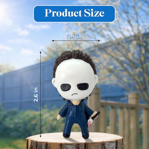 Image of GENANY 3D Resin Horror Car Air Freshener Vent Clip, Hand Painted White Mask Slasher Mini Figure Design, Gothic Automotive Freshener, Scary Car Accessories Gift for Horror Movie Fans