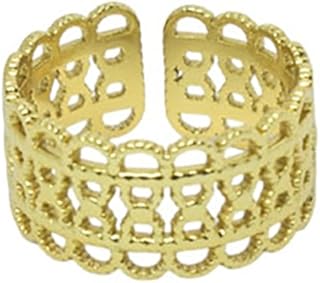 Wide Stainless Steel Ring For Girl - Gold - 157 - Free Size