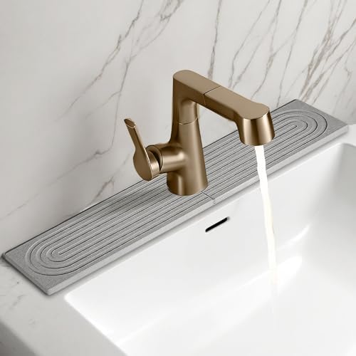 Faucet Mat for Kitchen Sink,Quick Drying Splash Guard,Stone Faucet mat for Kitchen Sink,Prevents Moisture Buildup Sink,Durable Protector for Kitchen,Bathroom Counter-Grayish