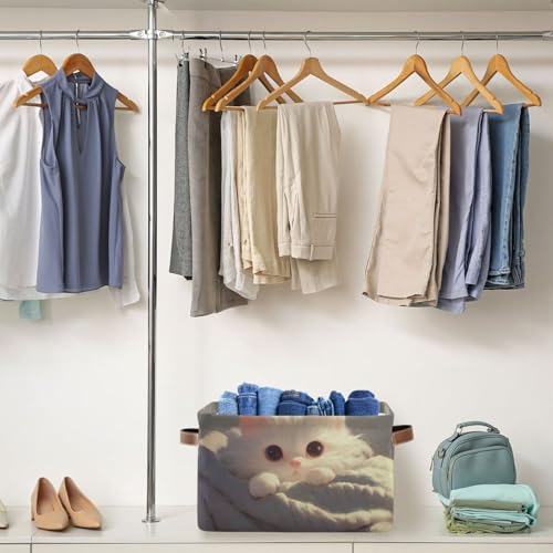 Panier chat blanc pliable imperméable pour un rangement propre - 5
