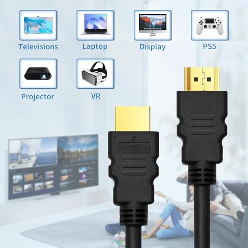Image of 100FIT HDMI Cable 4K High Speed HDMI Cord 10.2 Gbps with Ethernet Support 4K,24Hz for All HDMI Devices, Laptop, Computer, UHD TV, Monitor, Xbox 360, PS4, PS5, Gaming Console (3 Meter / 10 Feet)