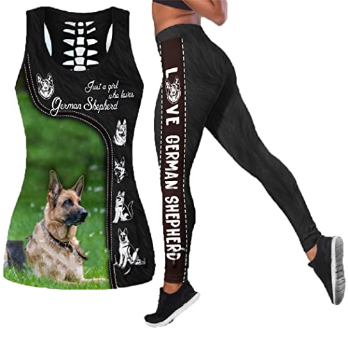 Ensemble femme débardeur sexy et leggings de yoga Berger allemand imprimé XXL
