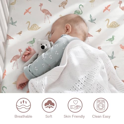 Image of Little Grape Land Crib Sheets 2 Pack for Boys and Girls, Baby Neutral Crib Fitted Sheets for Standard Crib & Toddler Mattress, Super Soft Breathable Fitted Crib Sheet Set