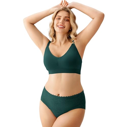 Image of HBselect Women Maternity Bras 5 Pack Nursing Bras for Breastfeeding Seamless Pregnancy Sleep Bralette with Extra Extenders