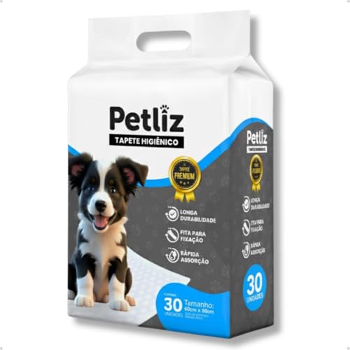 Tapete Higiênico Petliz 60cm x 50cm 30 Unidades para Cachorro Sanitário Super Absorvente Antivazamento Alta Absorção Descartável Premium