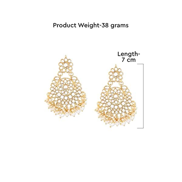 Zaveri Pearls Gold Tone Kundan & Pearls Dangle Earring For Women-ZPFK8662 - Image 7