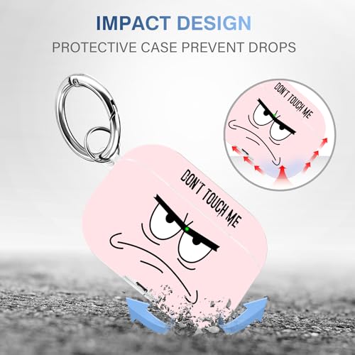 Image of for Airpods Pro 2nd Generation Case,Don't Touch Me Cool Cover with Lanyard Big Eyes Cute Cartoon for Airpods Pro 2nd Generation Case,Soft Shockproof Cover for Women Men-Pink
