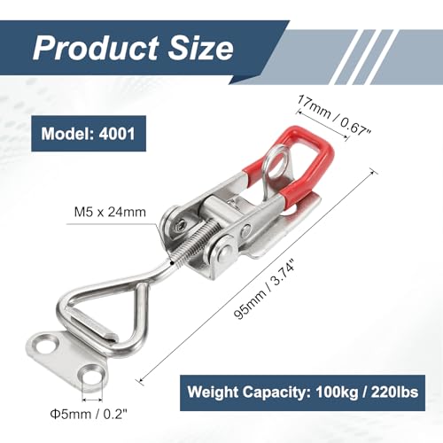 Loquet à libération rapide M5 pour stopper les ouvertures de caisson, fermeture 100 kg