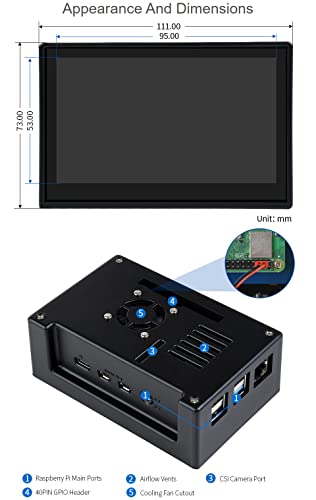 Image of Waveshare 4.3inch Capacitive Touch Display Compatible with Raspberry Pi 4B Comes with Protection Case 800x480 Resolution IPS Wide Angle MIPI DSI Interface