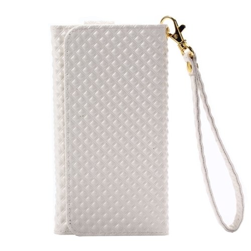 Housse portefeuille OnePlus X blanche texture grille perle aux finitions premium - 3