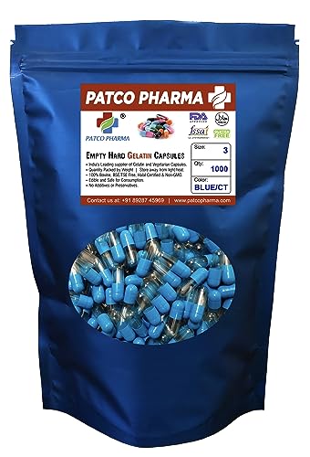 Image of Patco Pharma - Size 3 Blue /CT Empty Gelatin Pill Capsule (Pack of 1000)