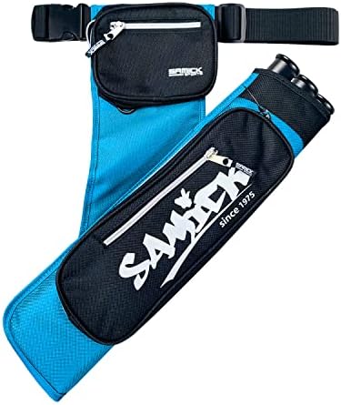 SAMICK SPORTS Archery Arrow Quiver for Arrows – Adjustable Waist Hanged Quiver – 3 Protected Arrow Tubes – Pockets for All Your Equipment Right Handed ONLY
