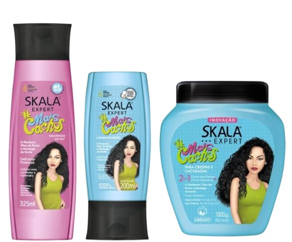 Kit Skala Mais Cachos : Shampoo 325 ml e Condicionador 200 ml + Mascara de Tratamento 1 Kg