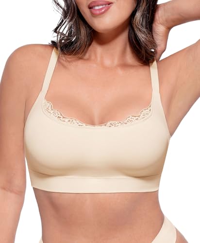 FeelinGirl Bras for Women No Underwire Lace Bralettes Wireless Full Coverage Seamless Bra Comfortable Everyday Bras No Padded