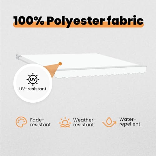 Auvent blanc en polyester 300 cm avec protection solaire - 6