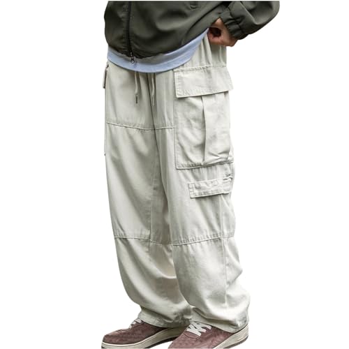 Cargo Pants for Men Baggy Wide Leg Pants Manly Outdoor Hiking Trousers Multic-Pocket Fashion Teen Boys Clothing Loose