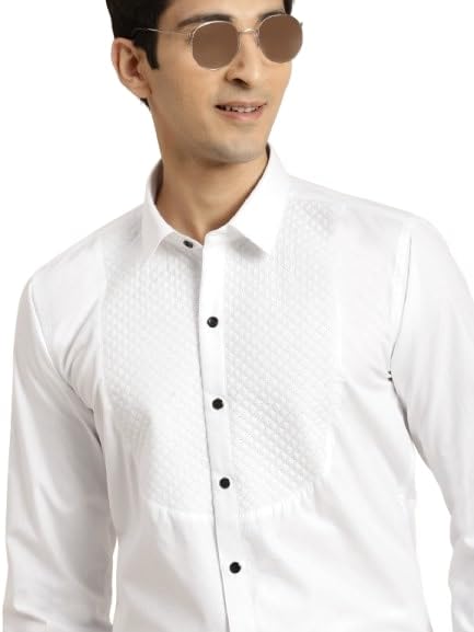 Image of Hancock Men White Pure Cotton Slim Fit Formal Shirt(5444White)