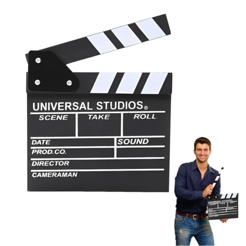 WUSJCOF 1 PCS Claqueta de Dirección Sincronizada, Escena Acrílica con Tapa Fácil de Limpiar, para Películas, Series de TV, Accesorios de Rodaje, Comerciales (20 x 20 cm) (Negro)