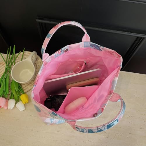 Image of PVC Tote Bag for Women Waterproof Plastic Jelly Tote Letter Print Hobo Handbag for Travel, Gift