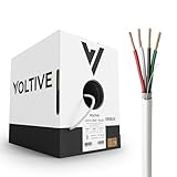 Voltive 16/4 Speaker Wire - 16 AWG/Gauge 4 Conductor - UL Listed in Wall (CL2/CL3) and Outdoor/In Ground (Direct Burial) Rated - Oxygen-Free Copper (OFC) - 500 Foot Bulk Cable Pull Box - White
