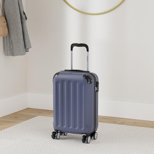BEIBYE Hartschalen-Koffer Trolley Rollkoffer Reisekoffer Sicherheit Zahlenschloß Zwillingsrolle ABS Material Handgepäck 4 Rollen (M-L-XL-Set) (Dunkelblau, M)