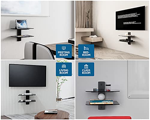 Fitueyes FBA_COMIN16JU047538 2 Tiers Floating Shelves For Wall Under Tv Dvd Shelf Wall Mount Shelves Hold Up To 22Lbs Tempered Glass thumb #7